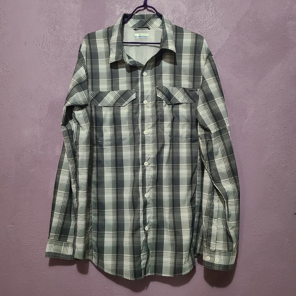 Columbia‎ PFG Vented Button Down Shirt Mens L Blue Fishing